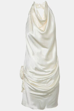 Arcina Ori - Cream Satin Halter Neck Dress - S (Like-New)